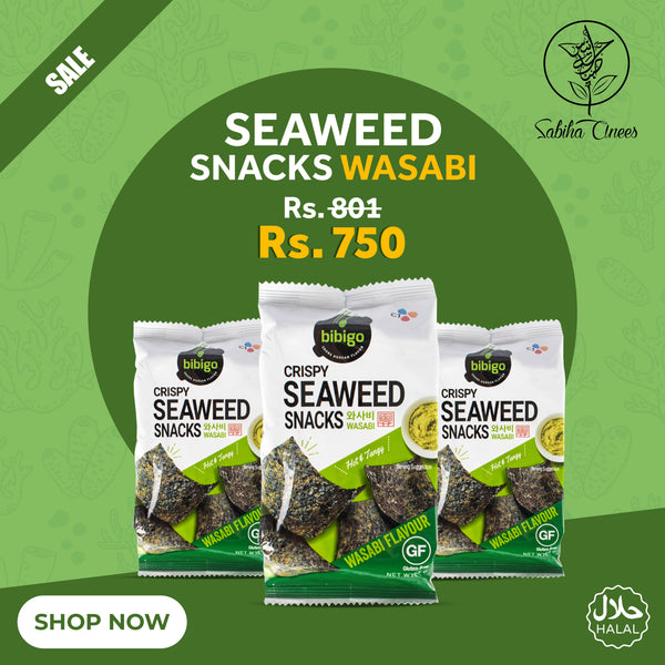 BIBIGO Crispy Seaweed Snacks Wasabi 5g x 3 ( 3 Packs )