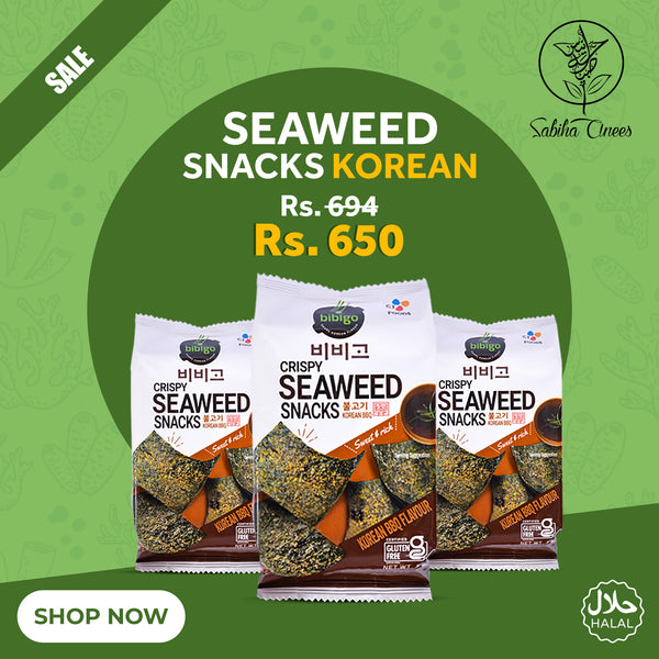BIBIGO Crispy Seaweed Snacks Korean BBQ 5g x 3 ( 3 Packs )