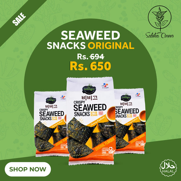 BIBIGO Crispy Seaweed Snacks Original 5g x 3 ( 3 Packs )
