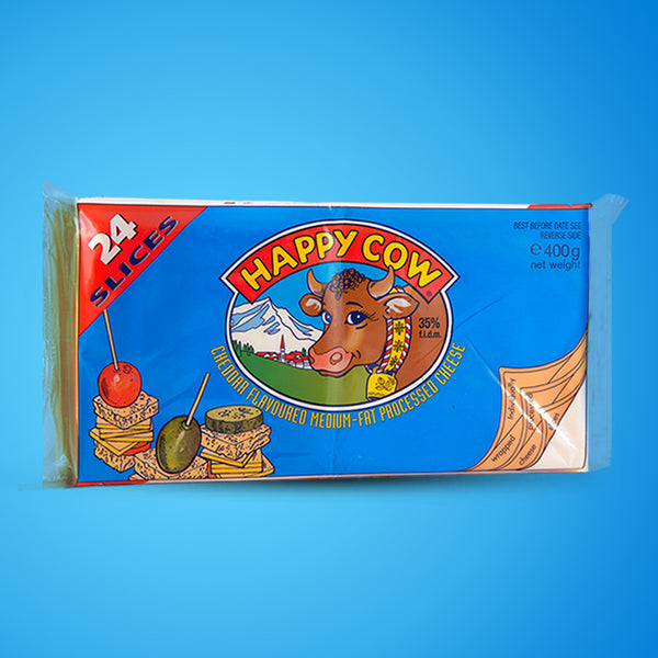 Happy Cow Yellow Cheddar Slices 400g – 24 Cheese Slices