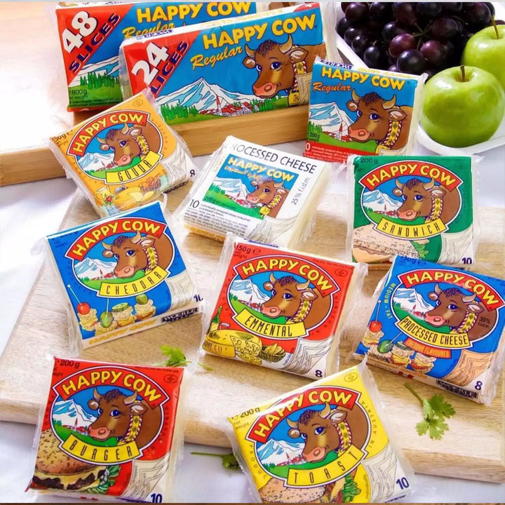 Happy Cow Yellow Cheddar Slices 400g – 24 Cheese Slices