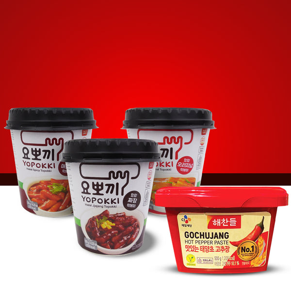 Yopokki Triple Bundle + Gochujang 500g | Korean Flavors
