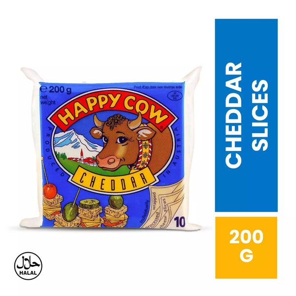Happy Cow Cheese Cheddar Slices 200g